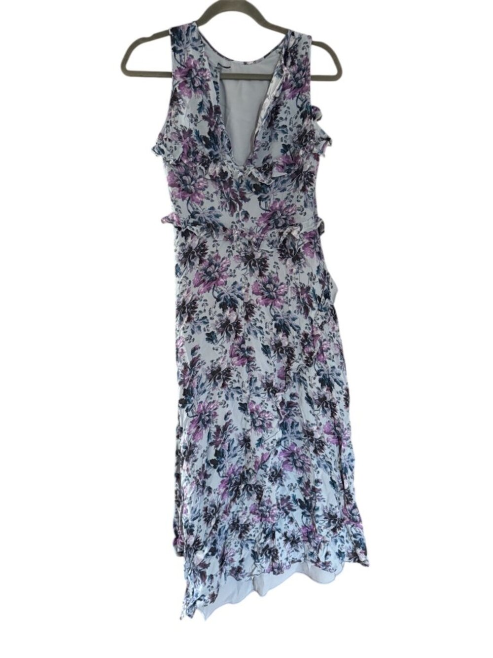 Sundance Blue Floral Dress – Size Small | High Neck Ruffle | Boho Romantic - Picture 2 of 9